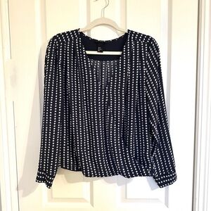 H&M V neck long sleeve wrap blouse- new